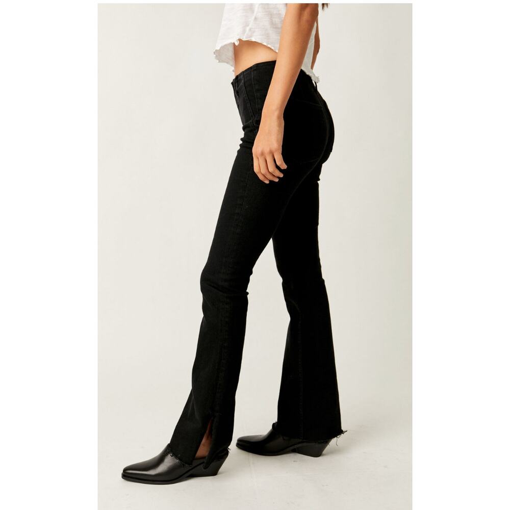 Free People Level Up Slit Bootcut Jeans Black- Women's‎ 31- Black